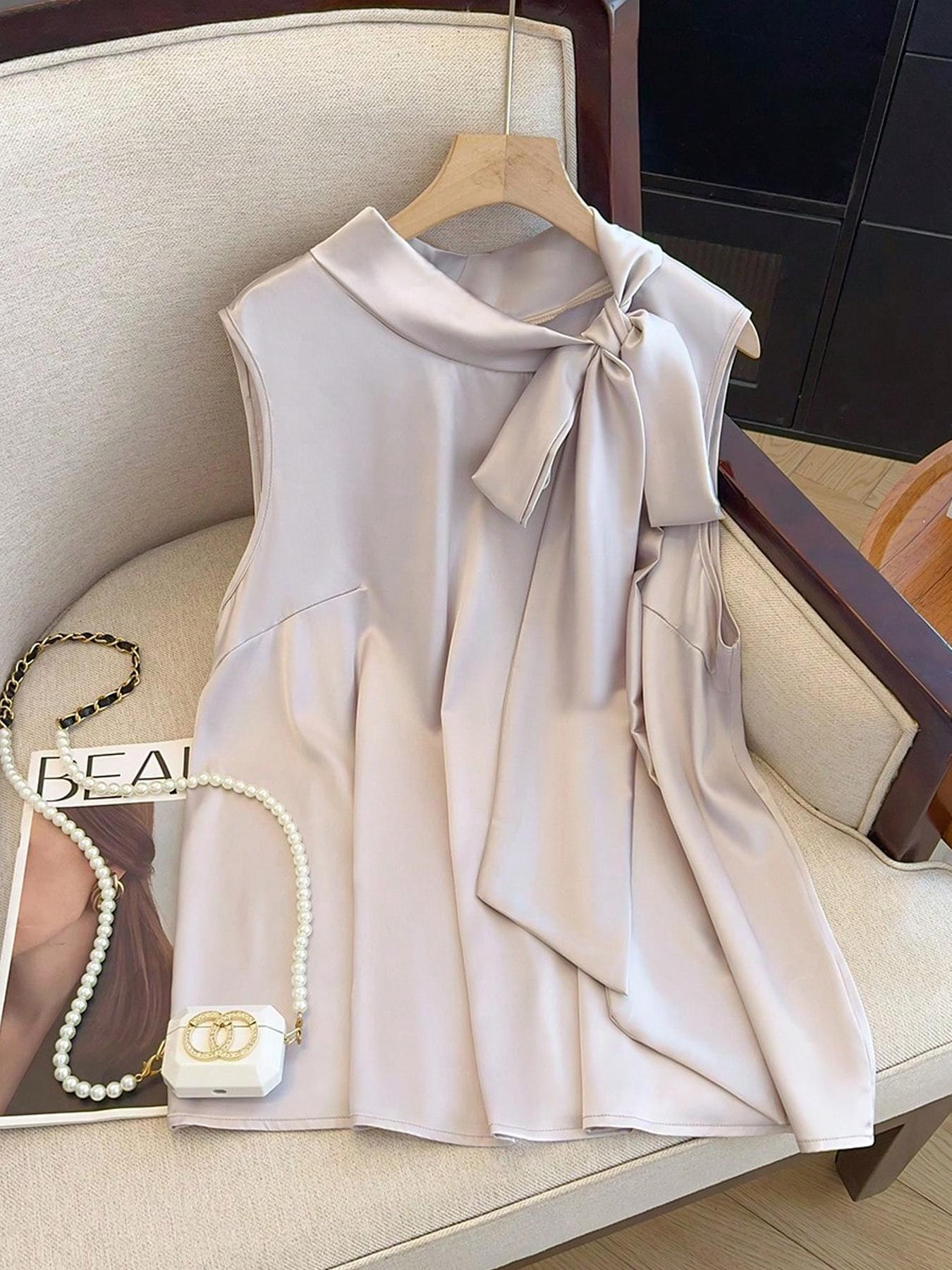 Summer Clothing Wear - 【Plus Size】 Solid Color Tie Front