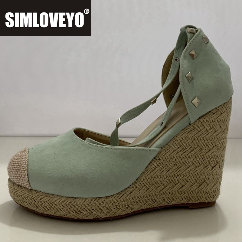 Espadrille Sandal Women - SIMLOVEYO espadrilles Women wedge sandals high