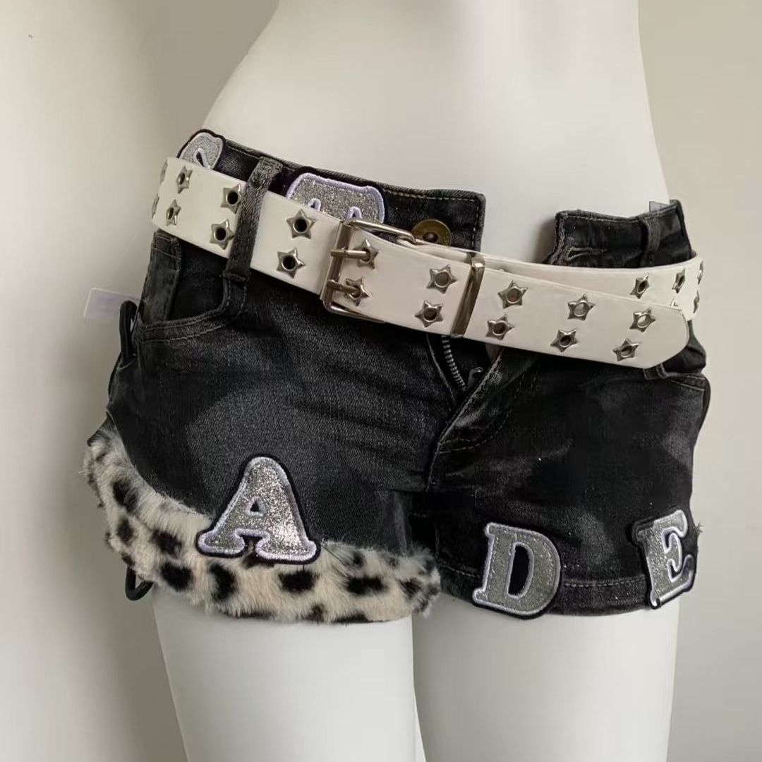 Summer Clothing Girls - Y2k Embroidered Patch Denim Shorts Woman