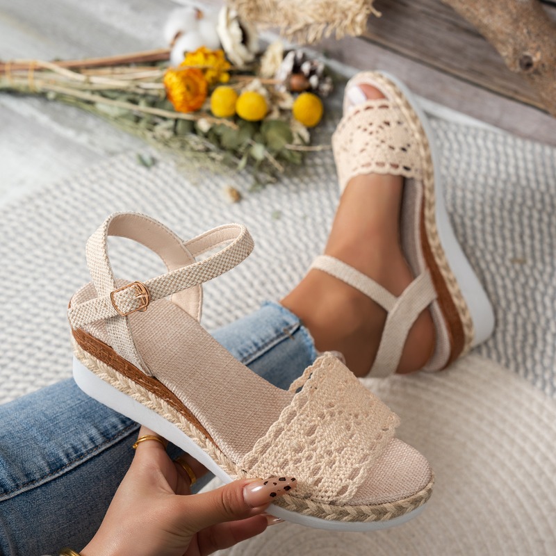 Espadrille Sandal Women - Women Lace Wedge Sandals Espadrille Platform