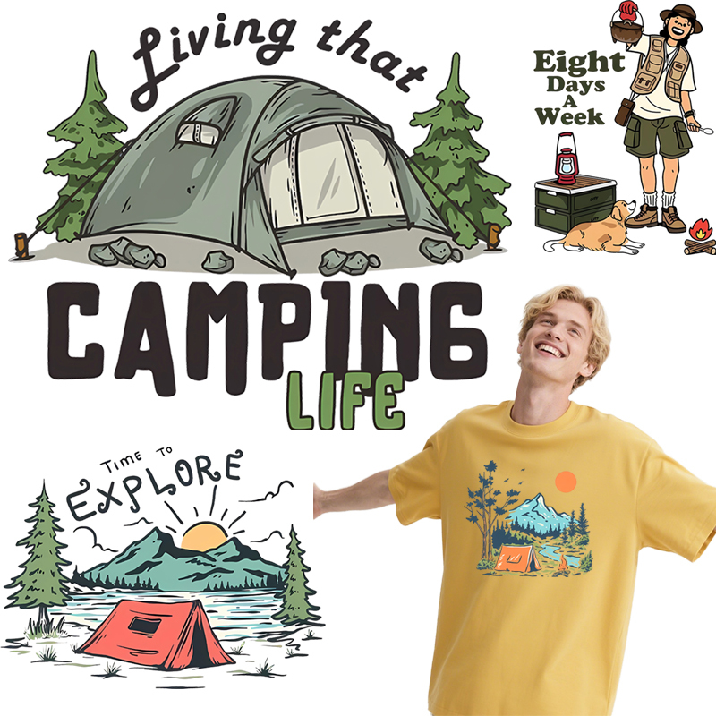 Summer Clothing Pictures - Summer camping dtf clothing hot stamping