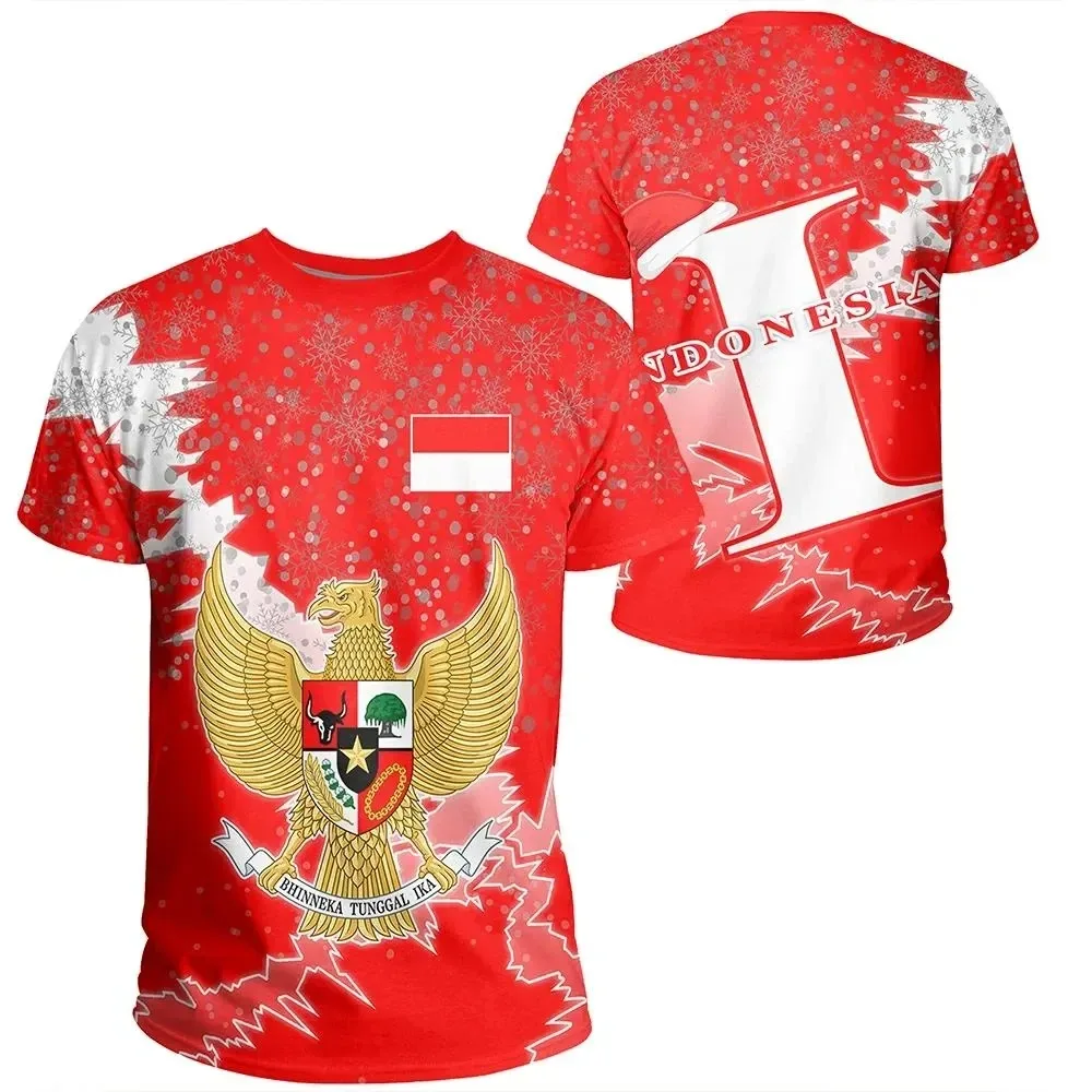 Summer Clothing Teens - Indonesian Flag 3D Heraldic Print T-shirt