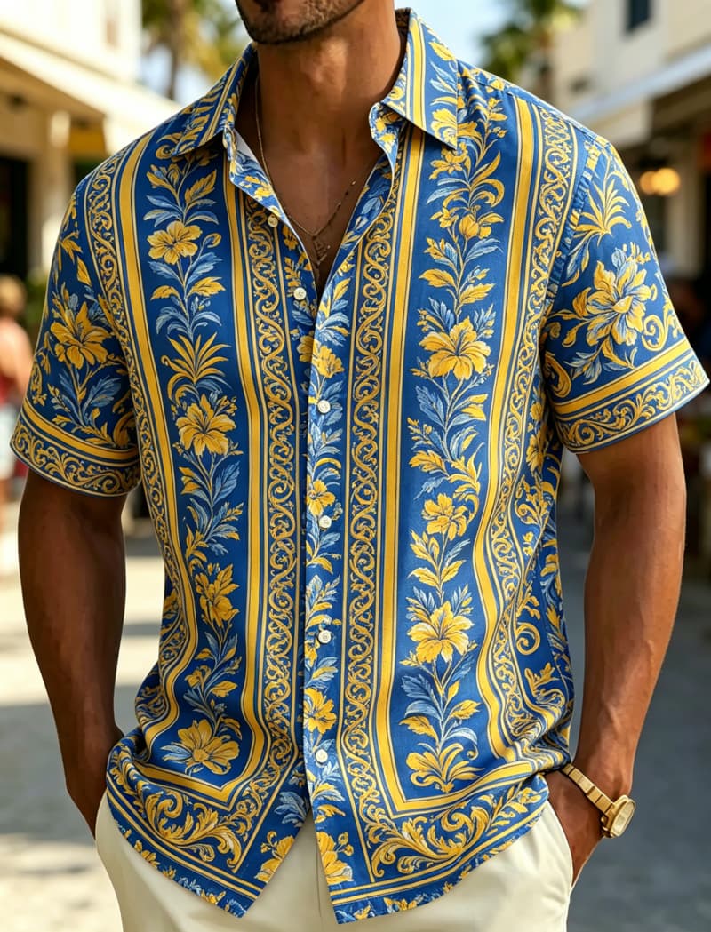 Summer Clothing Resort - Men's Short Sleeve Shirt Lapel Vintage