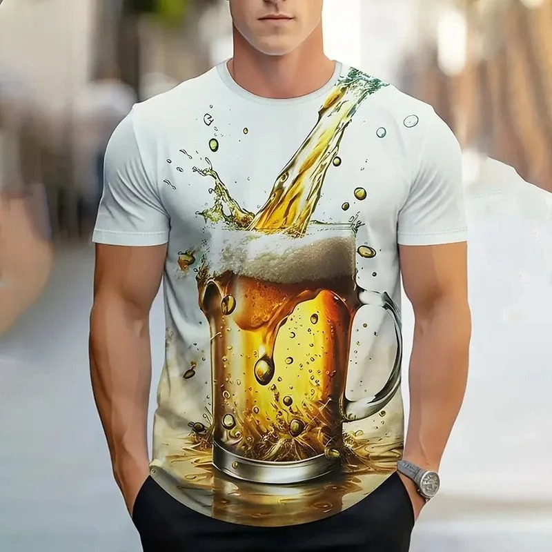 Summer Clothing Men 2025 - 2025 Men'S T-Shirt 3d Printed Beer