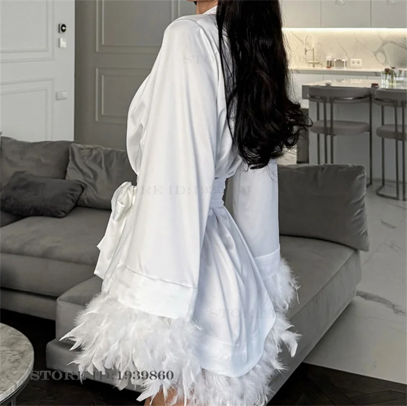 Summer House Clothing - Sexy Feather Women's Robe Night Dress