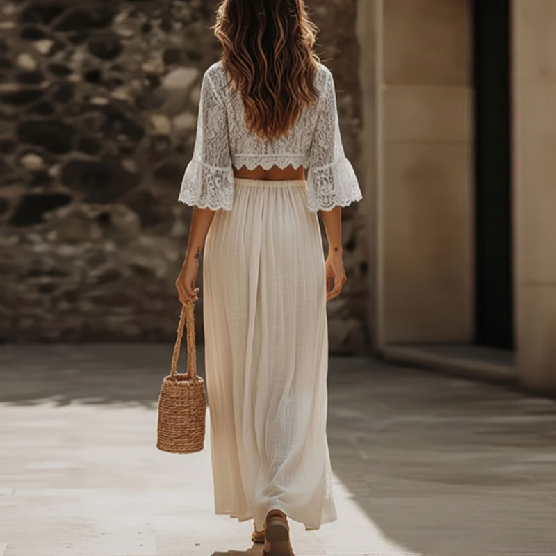 Womens Bohemian Lace Two Piece - Summer Vacation Clothing Women recension och pris