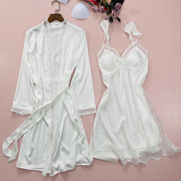 2PCS Nighty&Robe Suit Satin Wo - Summer House Clothing recension och pris