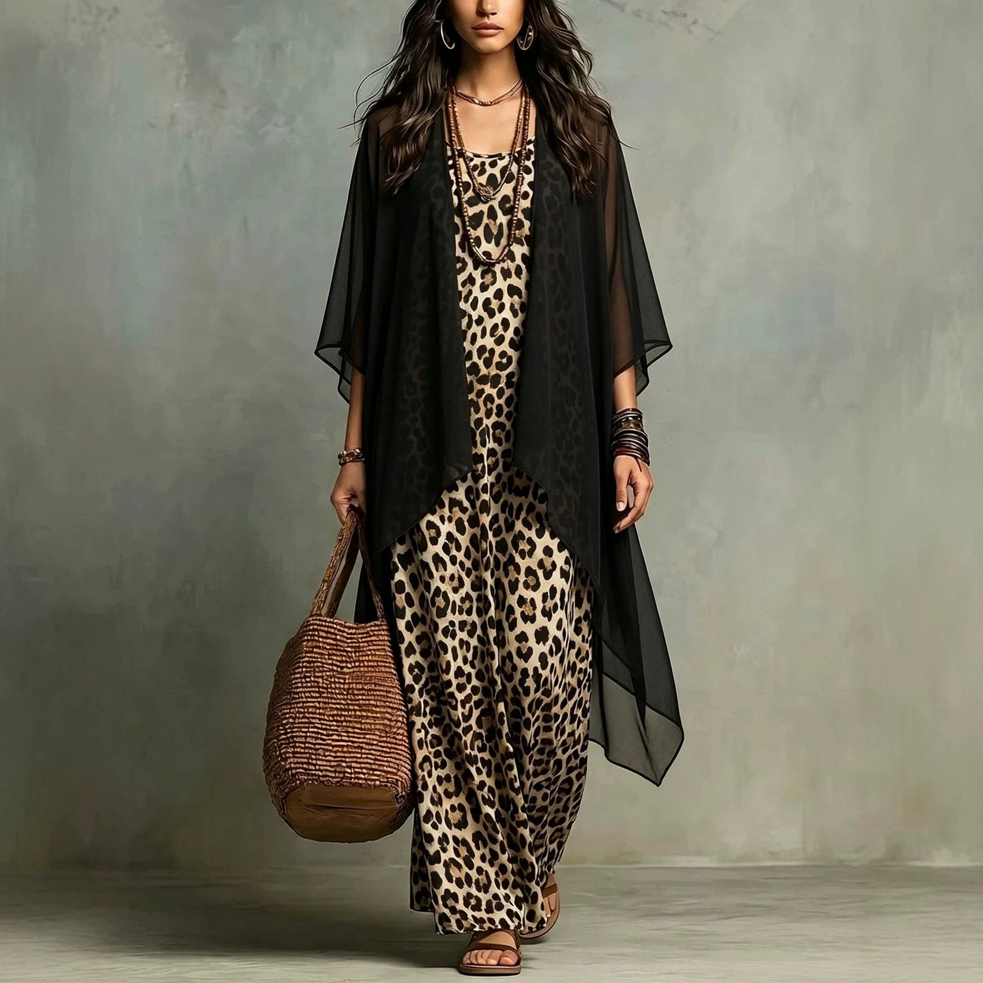 Chiffon Leopard Print Spaghett - Summer Vacation Clothing Women recension och pris