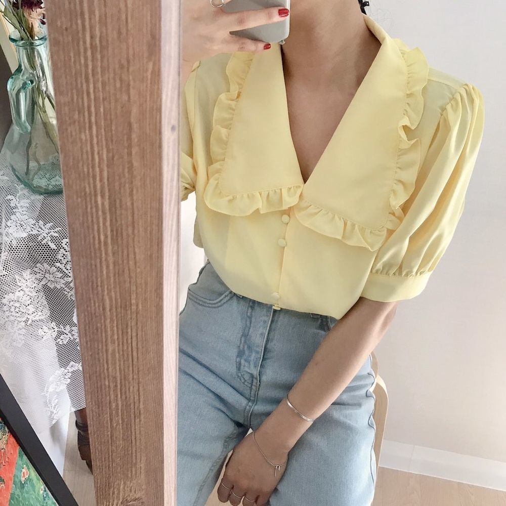 Women Blouses Solid Ruffles Sw - Summer Clothing Teens recension och pris