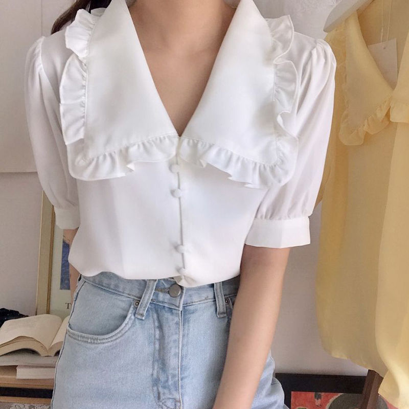 Women Blouses Solid Ruffles Sw - Summer Clothing Teens recension och pris