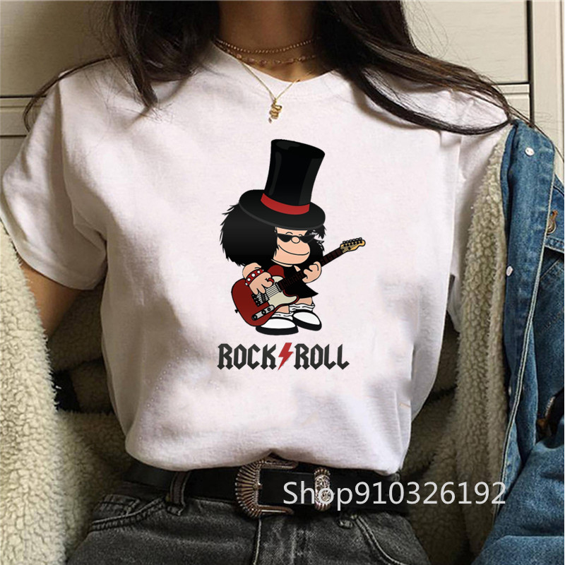 Rock Roll Mafalda tshirt Funny - Summer Clothing Teens recension och pris