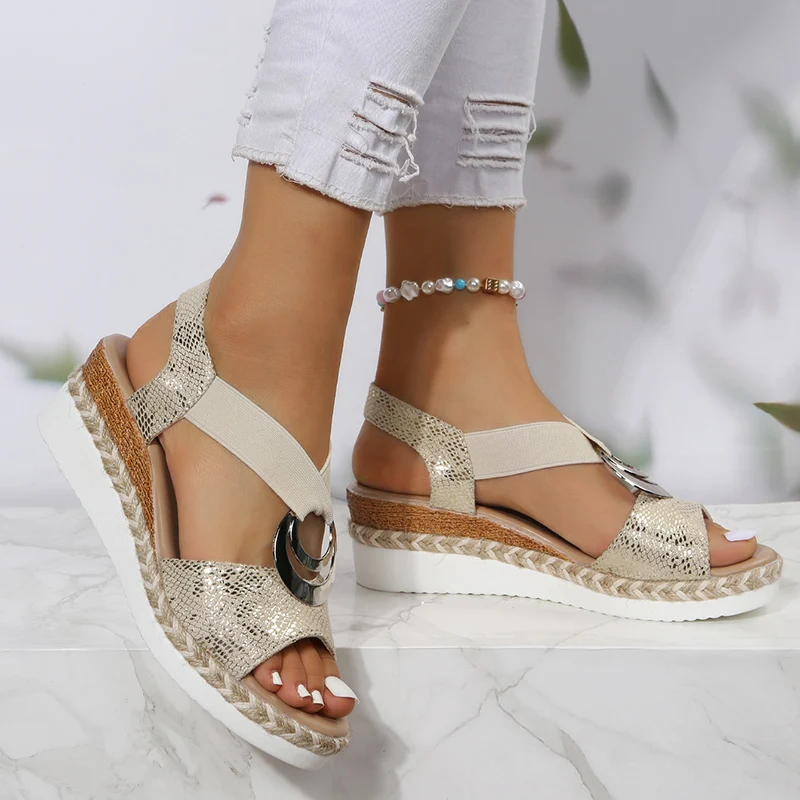 Metal Buckle Wedge Sandals for - Espadrille Sandal Women recension och pris
