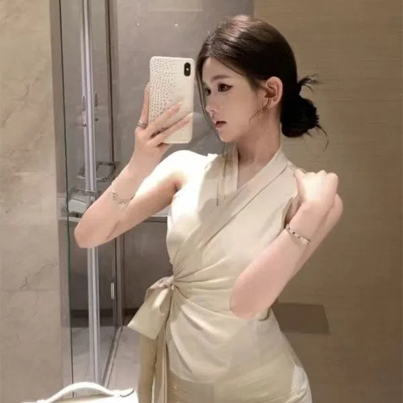 Temperament V Neck Bandage Sle - Summer Clothing Trends For Women recension och pris