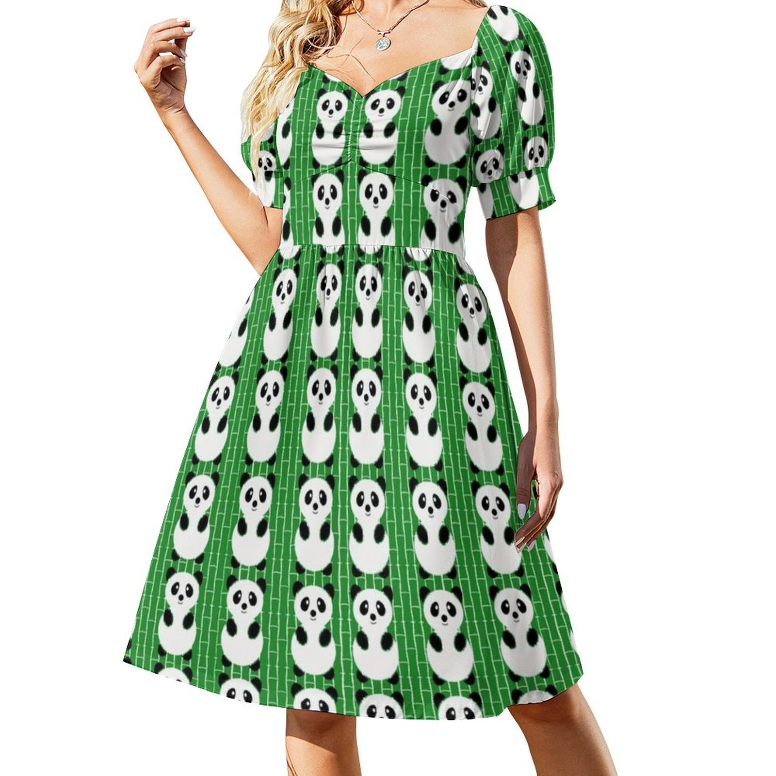 Panda Pattern Boho Chic Dress  - Summer Clothing For A Beach recension och pris