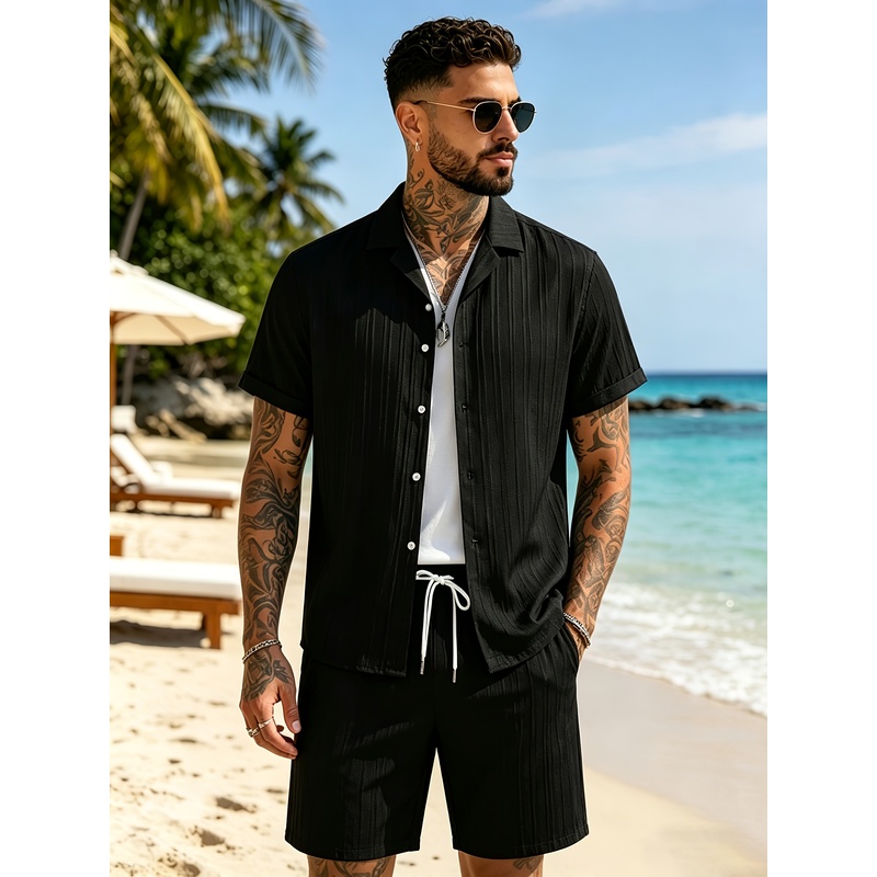 2Men's Summer Casual Suit Set， - Summer Clothing For A Beach recension och pris
