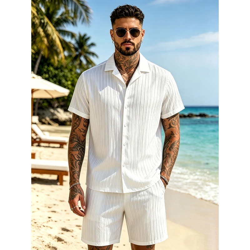 2Men's Summer Casual Suit Set， - Summer Clothing For A Beach recension och pris